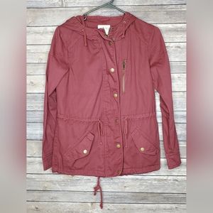 La Hearts Burgandy Jacket With Hood